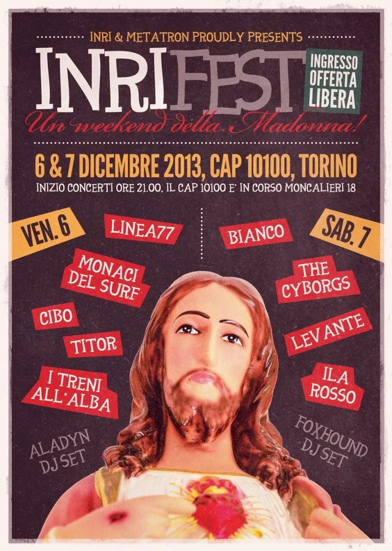 INRI Fest, un week end di natale laico a Torino, tra musica, arte e sociale