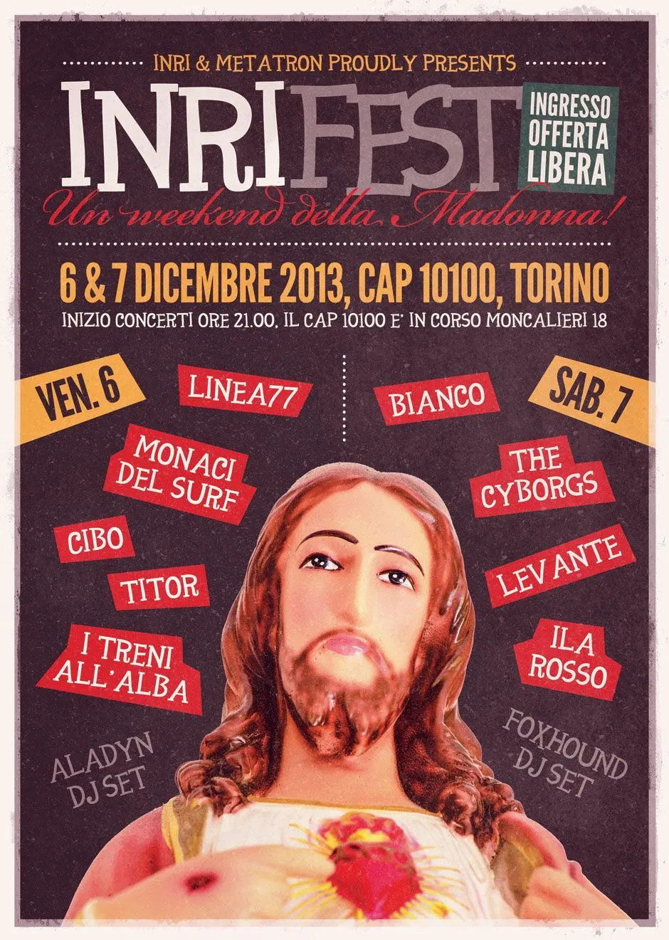 INRI Fest, un week end di natale laico a Torino, tra musica, arte e sociale