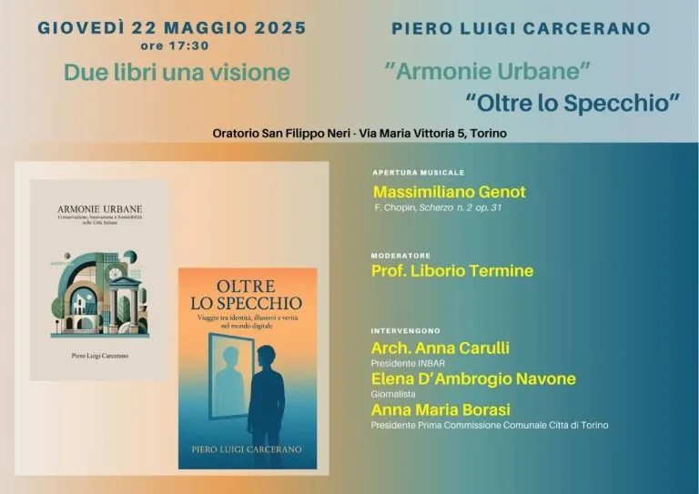 Due libri, una visione: “Armonie Urbane” e “Oltre lo Specchio” in scena all’Oratorio San Filippo Neri con musica e riflessioni sul nostro tempo